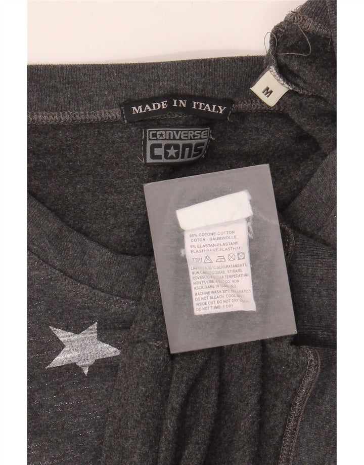 Converse Damen Grafik-Sweatshirt-Pullover UK 12 Mittelgrau meliert