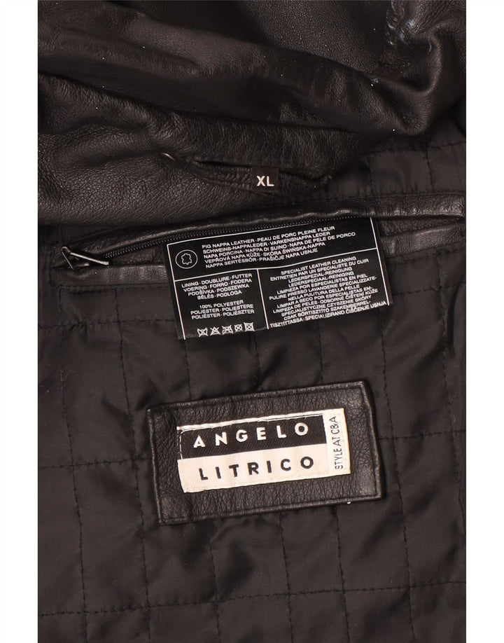 Angelo Litrico Herren Lederjacke UK 42 XL Schwarzes Leder