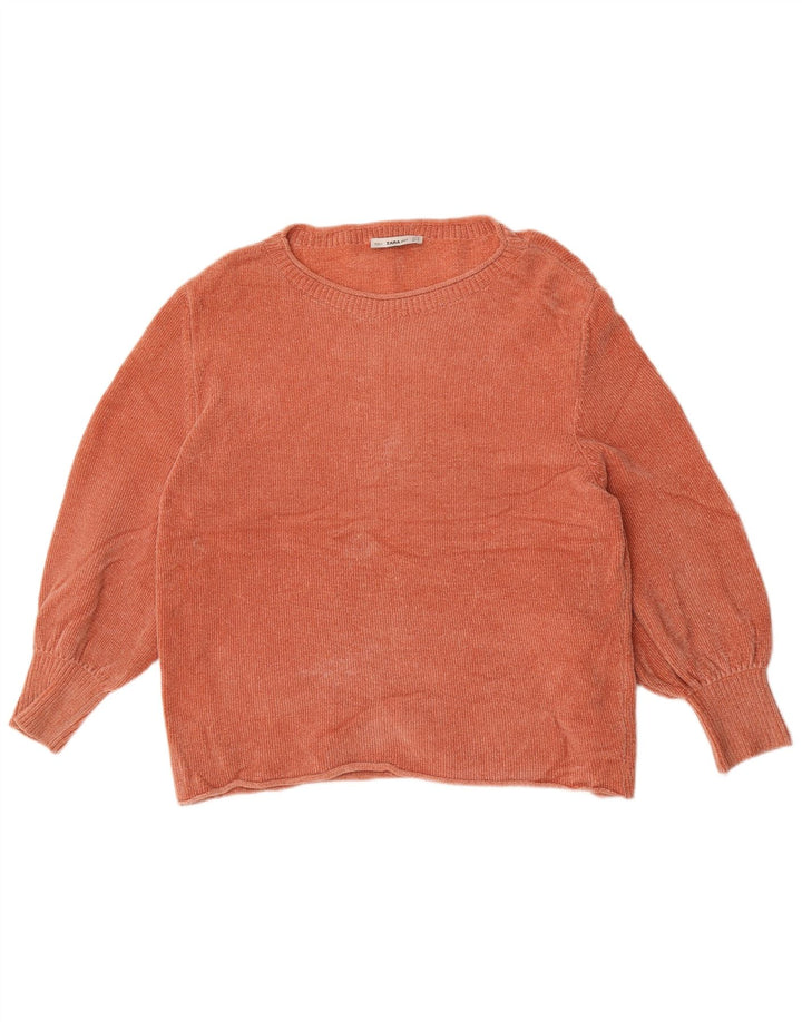 Zara Damen Übergroßer Pullover mit U-Boot-Ausschnitt, UK 14, Mittelorange