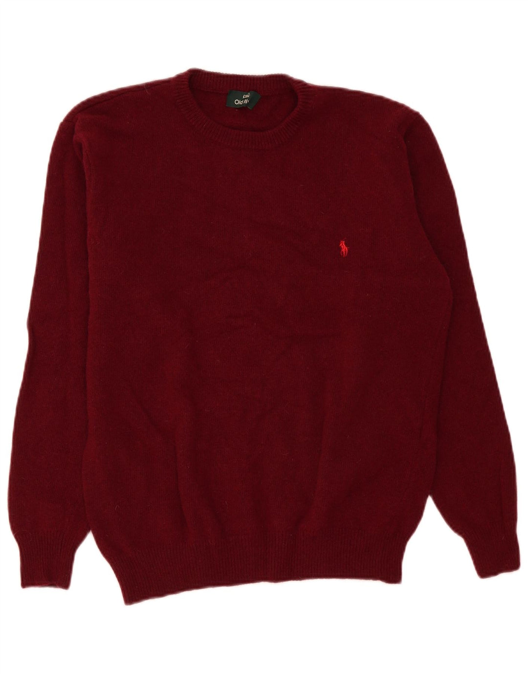 Old River Herren-Pullover mit Rundhalsausschnitt, mittlerer burgunderroter Schurwolle