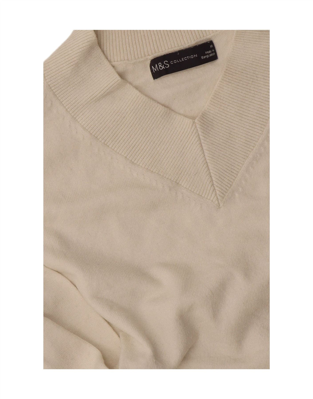 Marks & Spencer Damen-Pullover mit V-Ausschnitt, Gr. 14, Mittel, gebrochenes Weiß