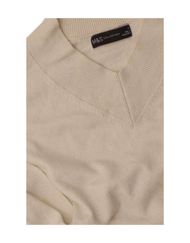 Marks & Spencer Damen-Pullover mit V-Ausschnitt, Gr. 14, Mittel, gebrochenes Weiß
