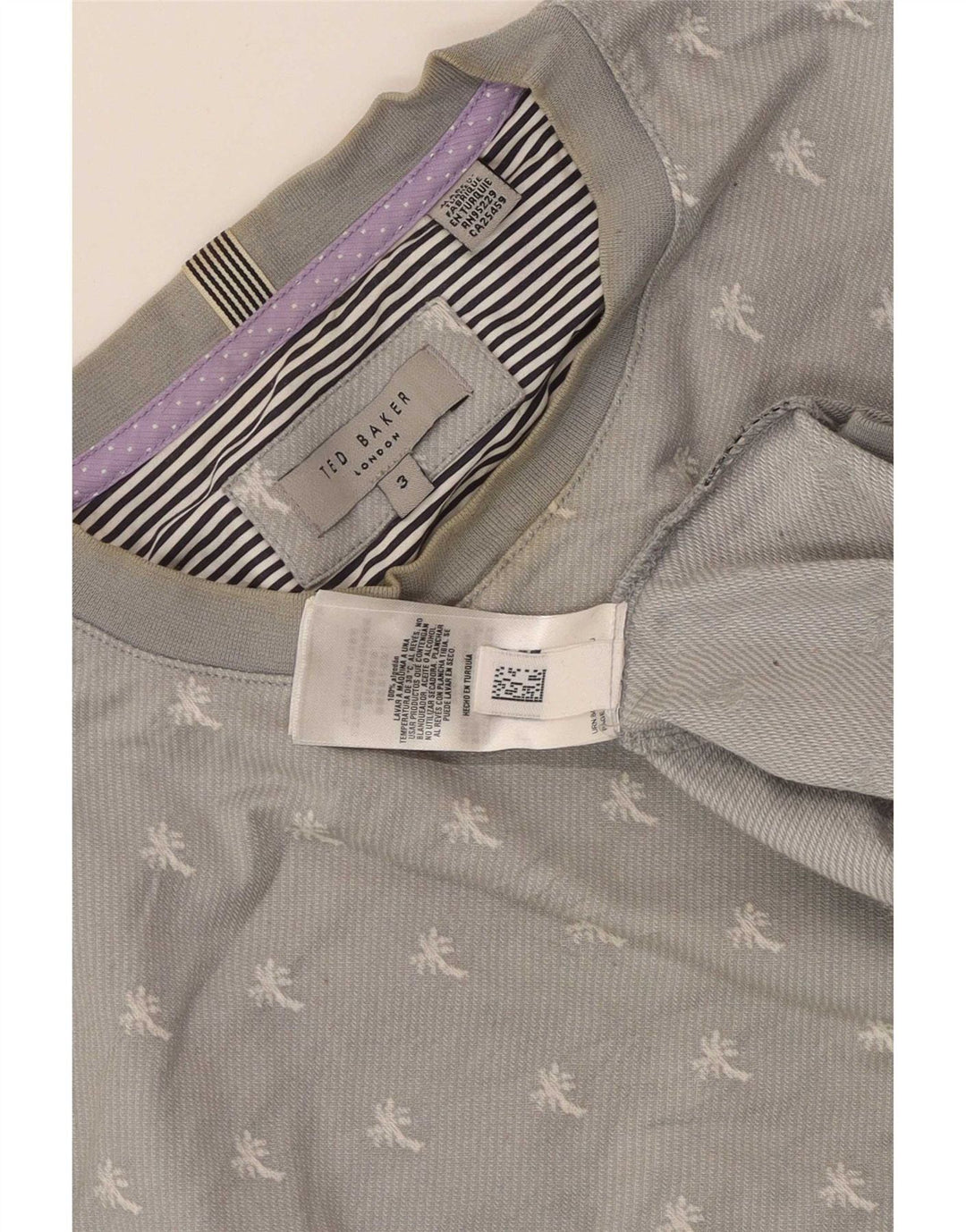 Ted Baker Herren-Sweatshirt-Pullover, Größe 3, mittelgrau gepunktet