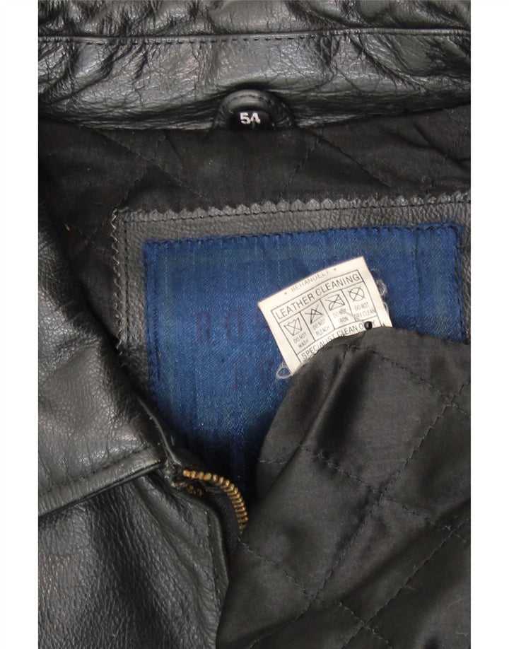 Vintage Herren Bomber Lederjacke IT 54 2XL Schwarzes Leder
