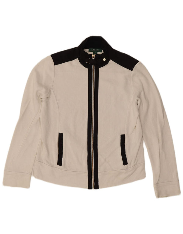 Ralph Lauren Damen Crop Trainingsanzug Top Jacke UK 10 Small Weiß Farbblock
