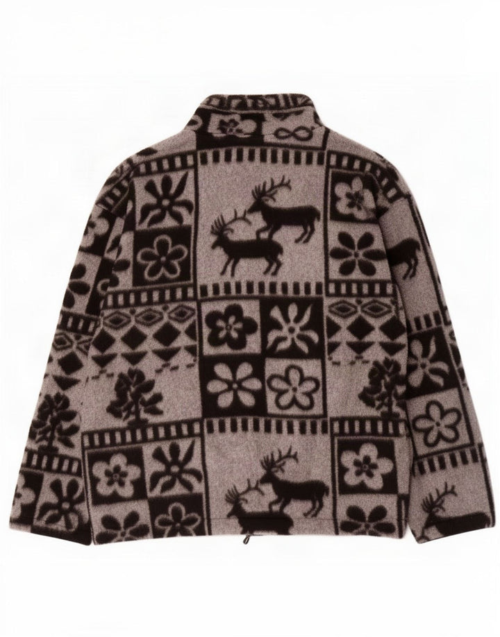 Vintage Herren Fleecejacke UK 38 Mittelgrau Fair Isle