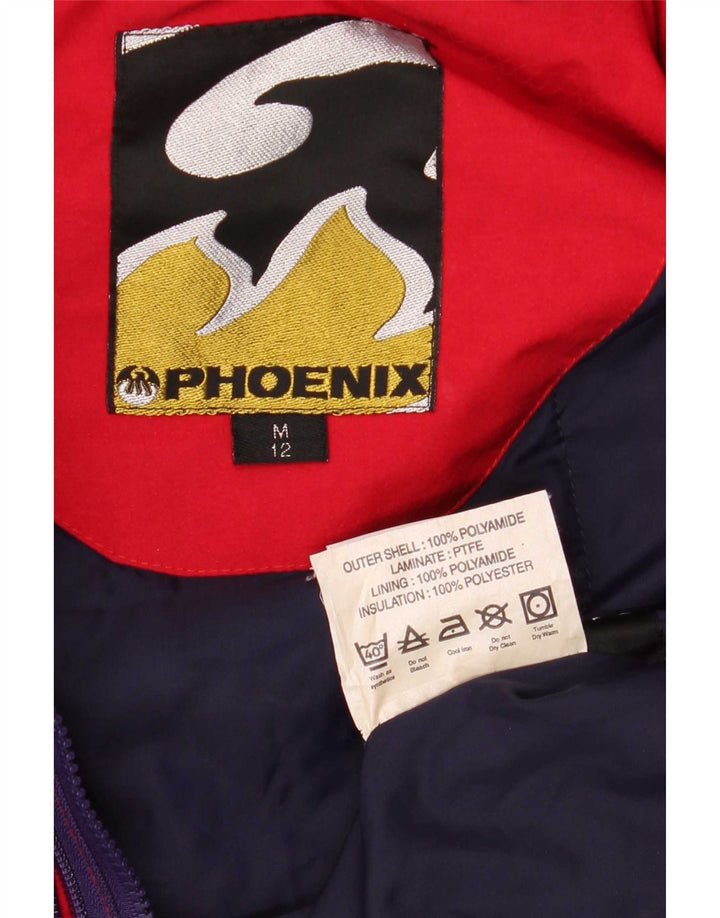 Phoenix Damen-Skioverall mit Kapuze, UK 12, mittelrotes Colourblock-Polyamid