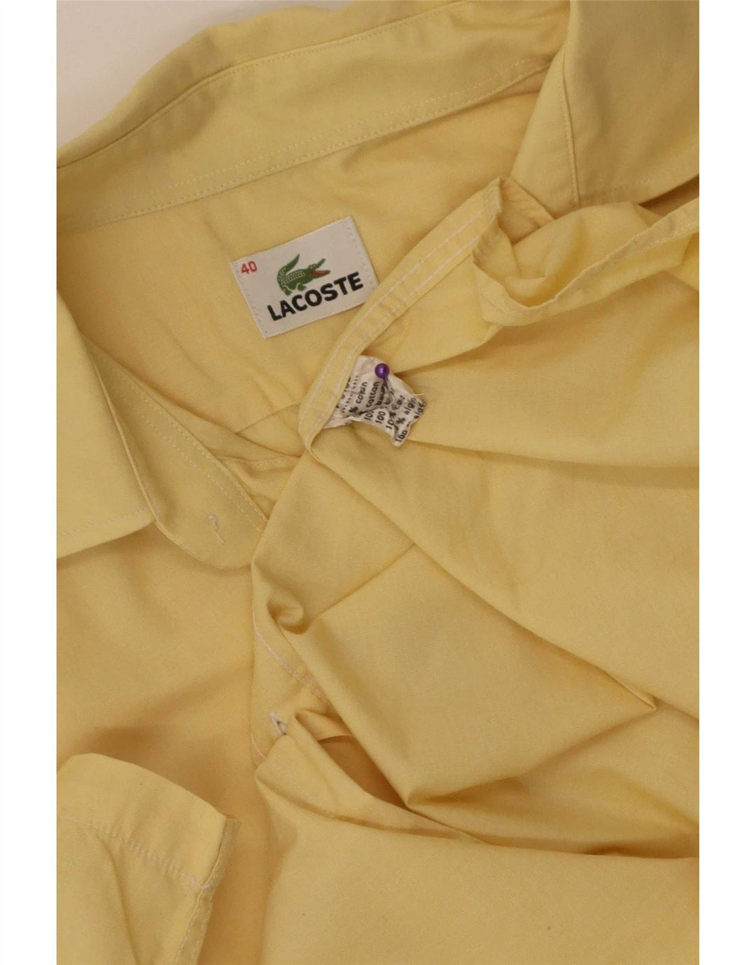 Lacoste Herren Kurzarmhemd Größe 40 mittelgelbe Baumwolle