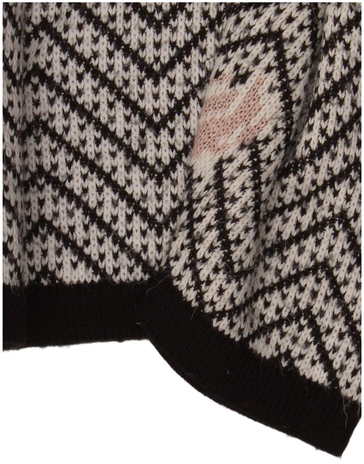 Vintage Damen Cardigan Pullover UK 16 Großer weißer Chevron