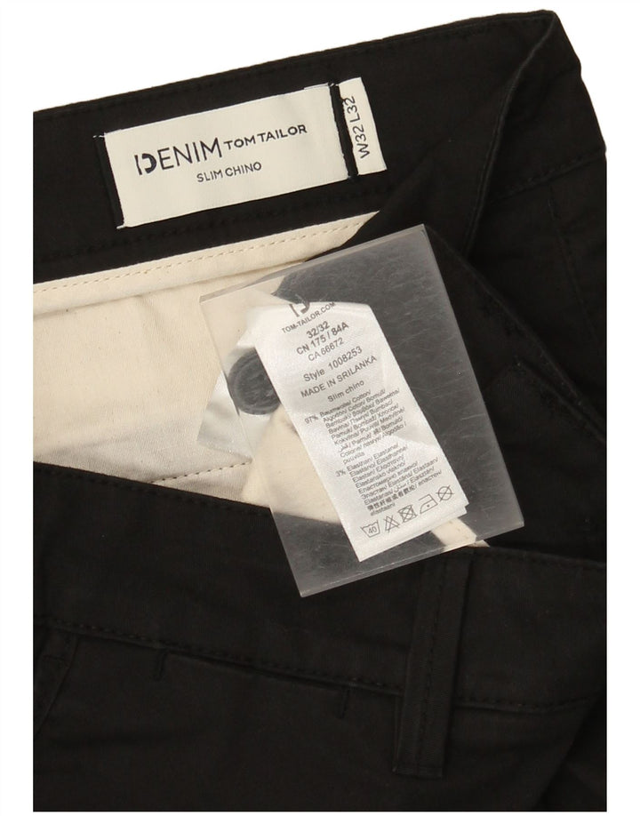 Tom Tailor Slim Chino-Hose für Herren, W32, L32, schwarze Baumwolle