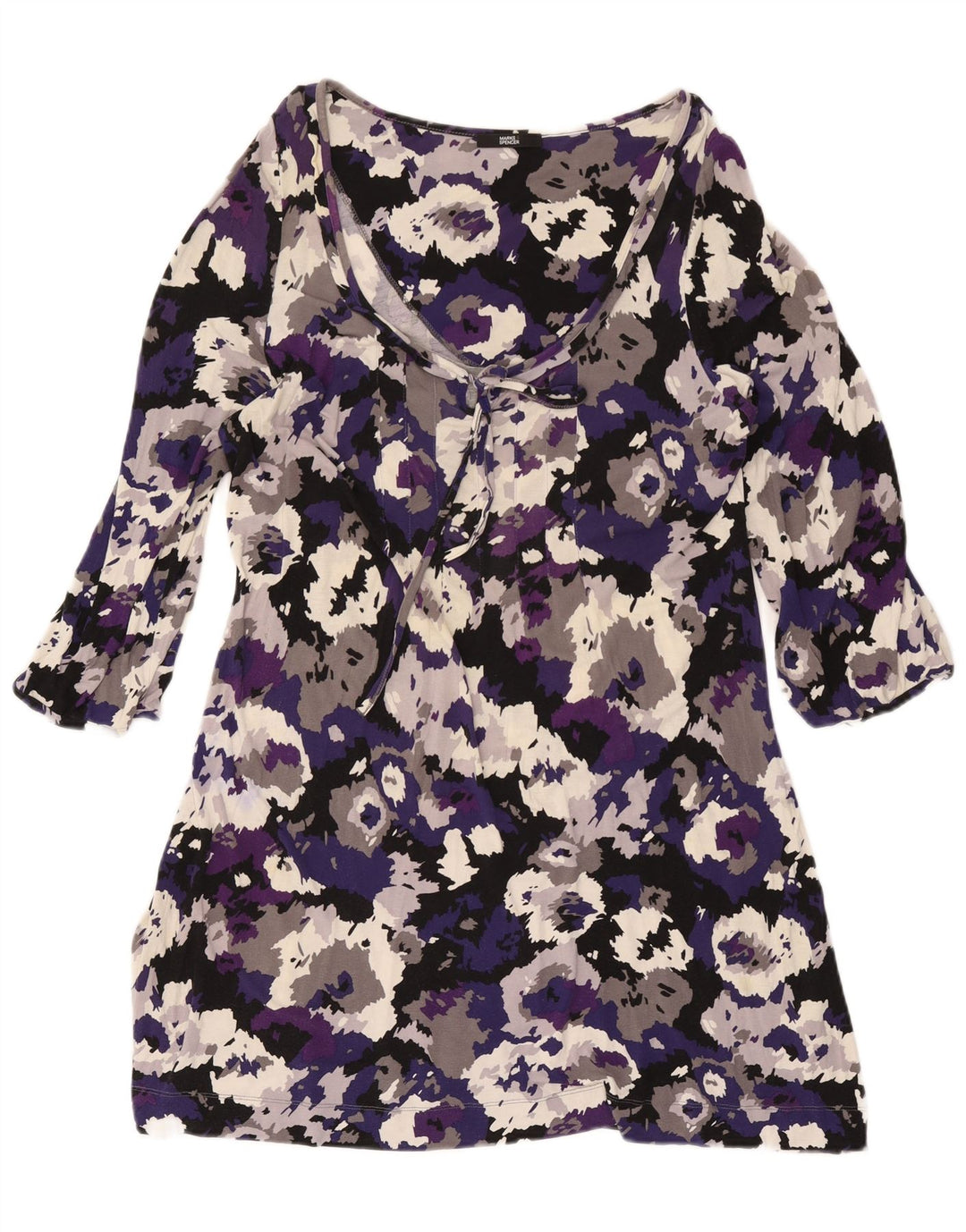 Marks & Spencer Damen-Basic-Kleid mit 3/4-Ärmeln, Größe L, Lila, Tarnung