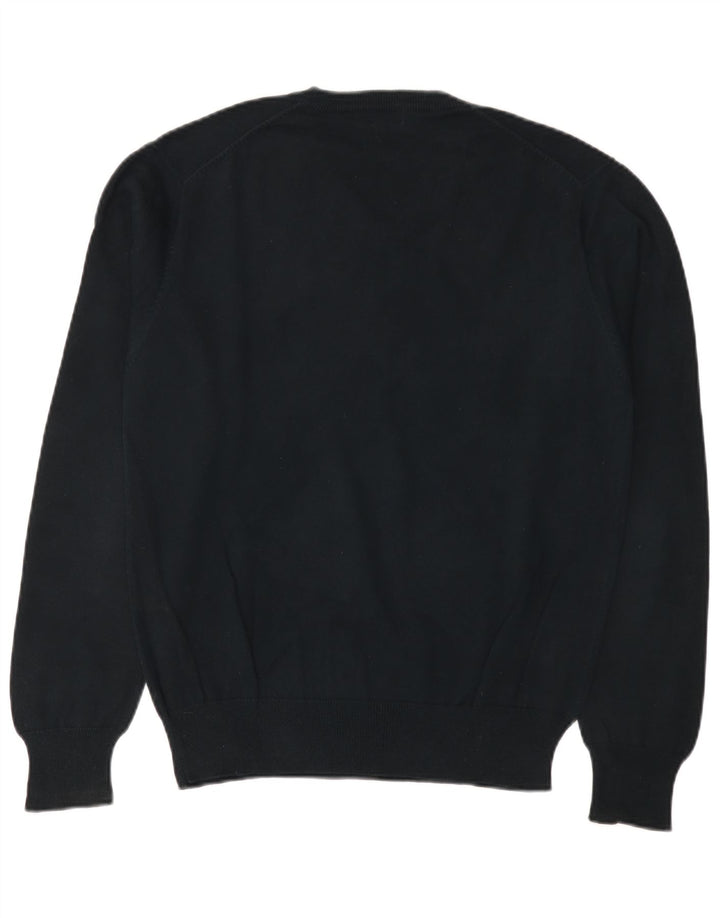 GANT Herren-Pullover mit V-Ausschnitt aus mittelblauer Baumwolle