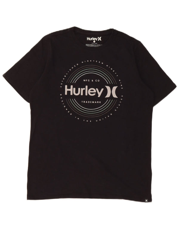 Hurley Damen Grafik-T-Shirt-Oberteil UK 14 Large Schwarz Baumwolle