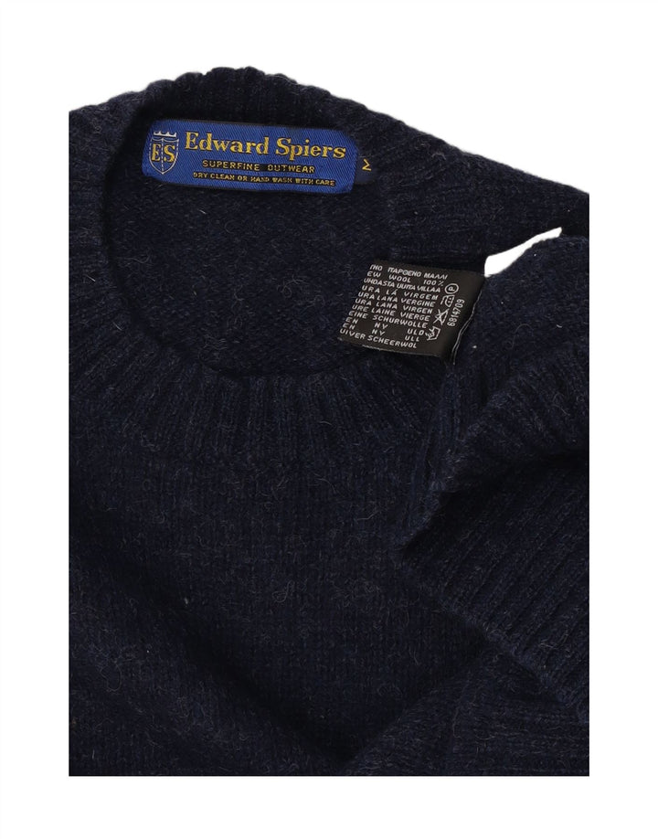 Edward Spiers Herren-Pullover mit Rundhalsausschnitt, mittlere marineblaue Wolle