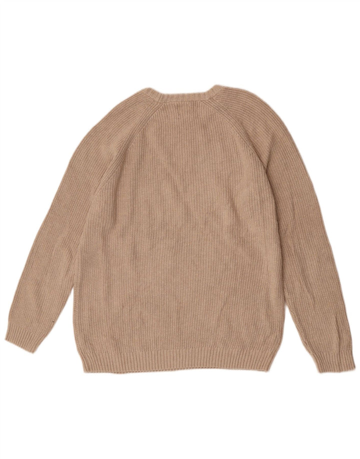 Zara Herren-Pullover mit Rundhalsausschnitt, mittelbeige Baumwolle
