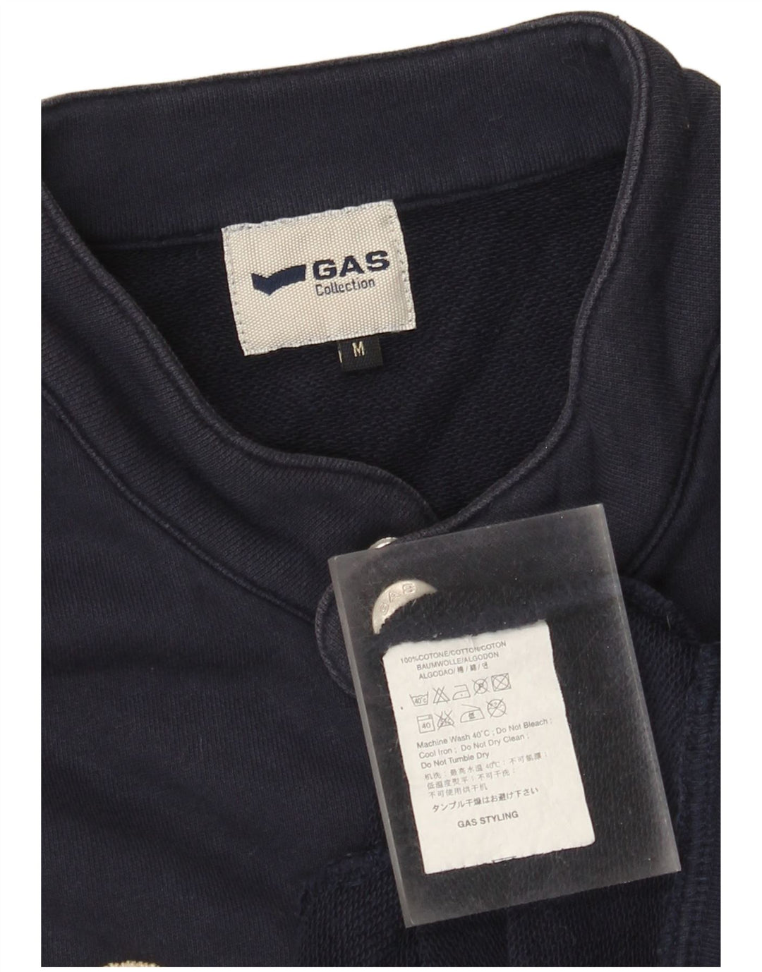 Gas Herren-Trainingsanzugoberteil mit Grafik, mittlere marineblaue Baumwolle