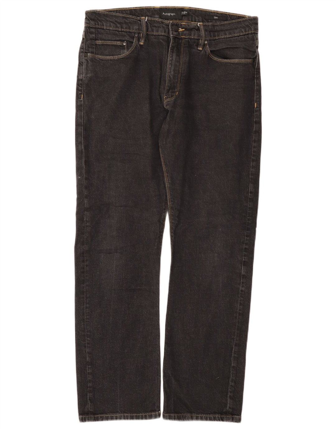 Marks & Spencer Herren Autograph Slim Jeans W34 L31 Schwarze Baumwolle
