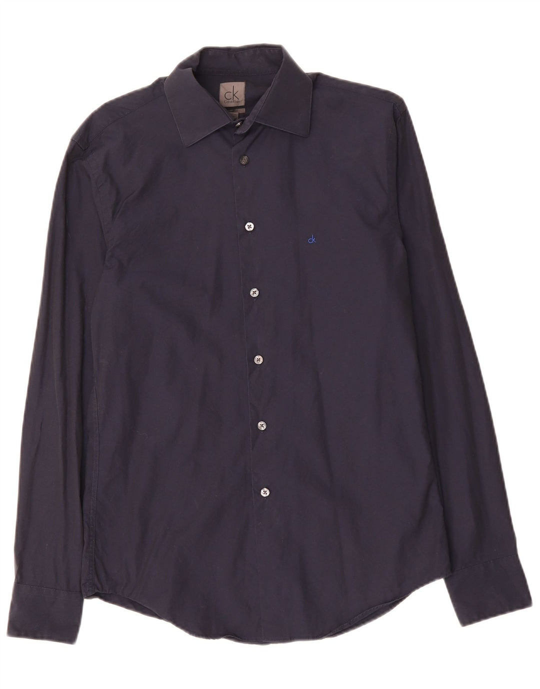 CALVIN KLEIN Herren Slim Fit Hemd Small Marineblau Baumwolle