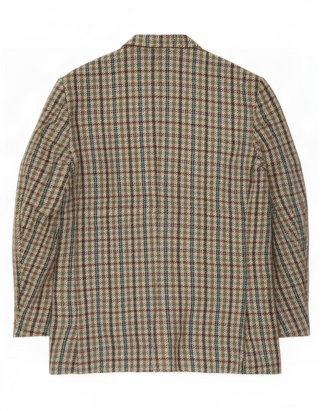 Vintage Herren 2-Knopf-Blazerjacke IT 56 3XL Grüne Hahnentrittwolle