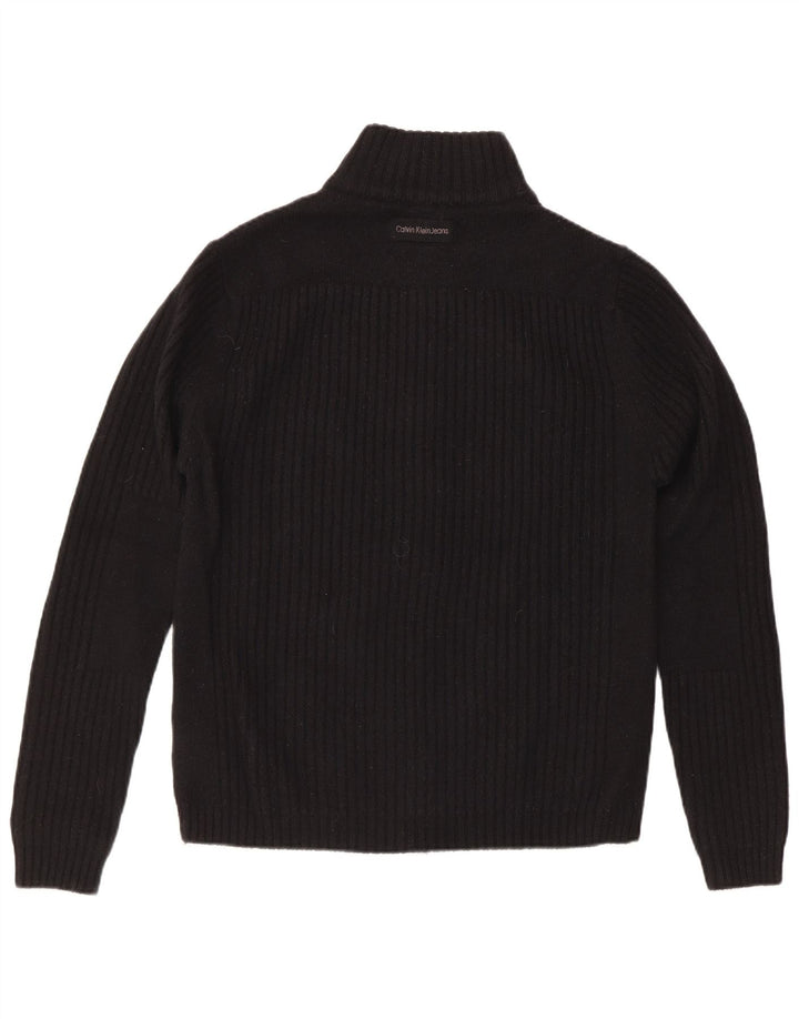 Calvin Klein Herren-Strickjacke, groß, schwarze Merinowolle