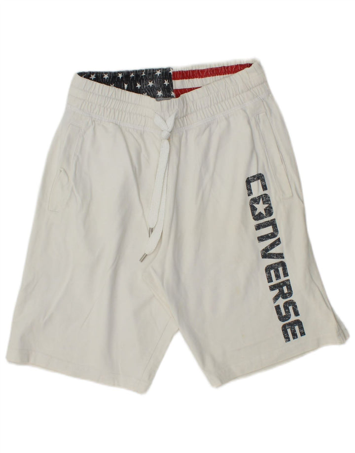 Converse Herren-Sportshorts mit Grafik, Größe S, weiße Baumwolle