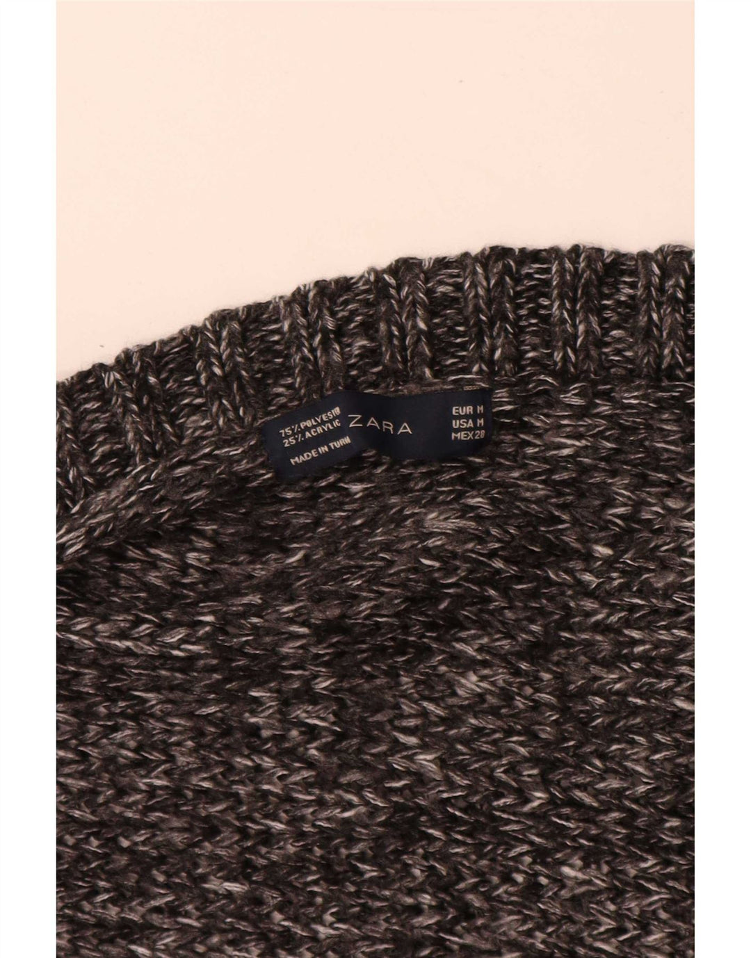 Zara Damen Asymmetrischer offener Cardigan-Pullover UK 12 Mittelgrau meliert