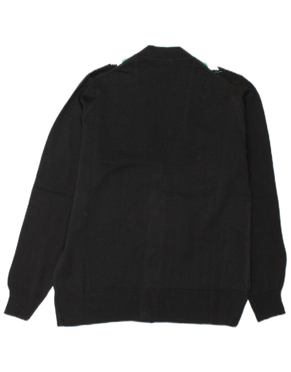Vintage Damen Cardigan Pullover IT 48 XL Schwarz Farbblock