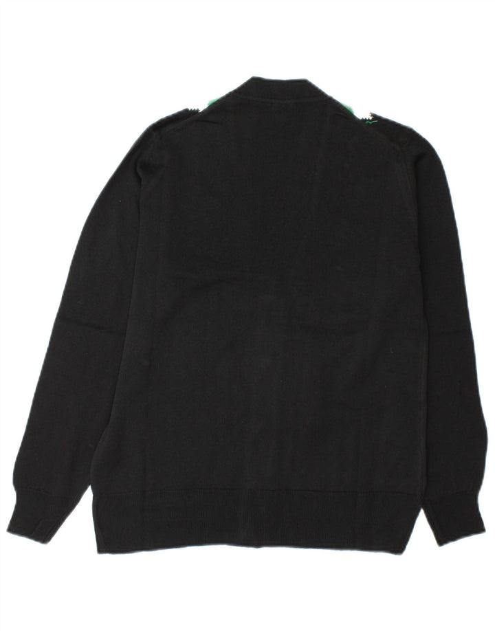 Vintage Damen Cardigan Pullover IT 48 XL Schwarz Farbblock