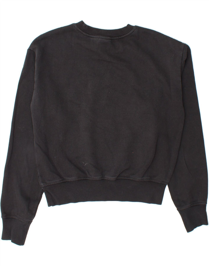 CHAMPION Womens Crop Graphic Sweatshirt Jumper UK 14 Medium Black Vintage Champion and Second-Hand Champion from Messina Hembry 