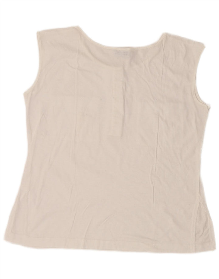 Sergio Tacchini Damen ärmelloses Blusenoberteil UK 14 Large Weiß