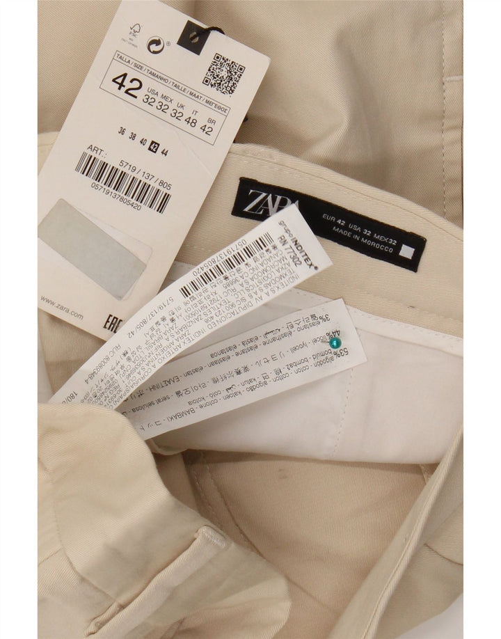 Zara Herren Chinoshorts W32 Mittelbeige Baumwolle