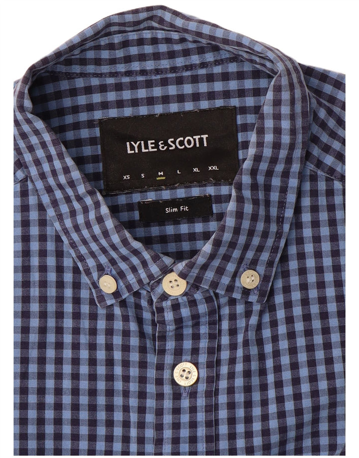 Lyle & Scott Slim-Fit-Hemd für Herren in Mittelblau mit Karomuster