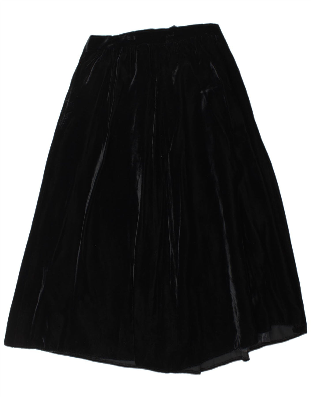 VINTAGE Damen Samtrock mit hoher Taille und ausgestelltem Rock IT 44 Medium W28 Schwarz