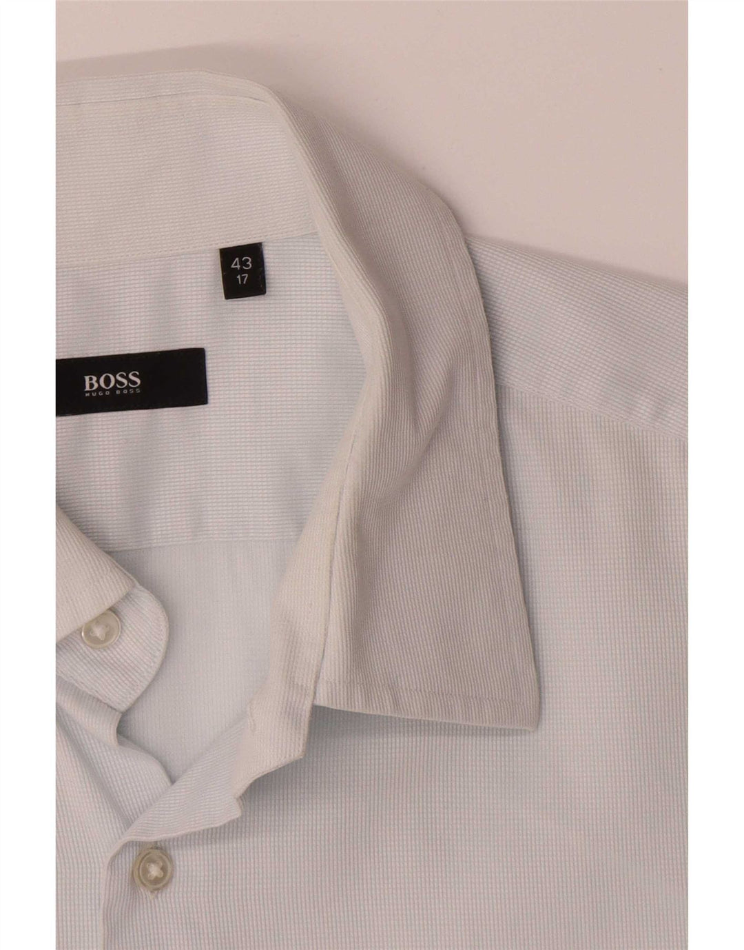 Hugo Boss Herrenhemd Größe 43 17 XL blau karierte Baumwolle