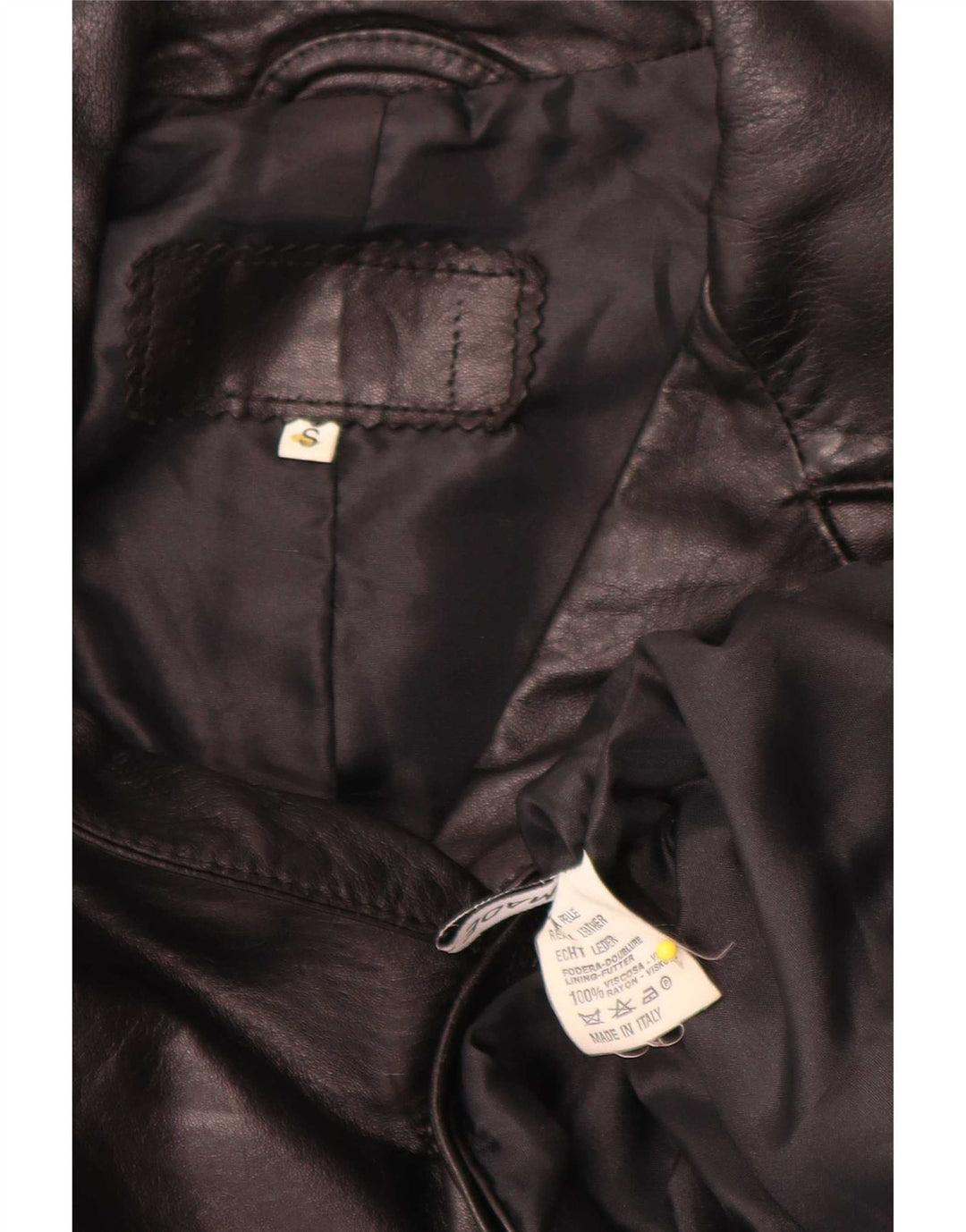 Vintage Damen übergroße 3-Knopf-Leder-Blazer-Jacke UK 10 Small Schwarz
