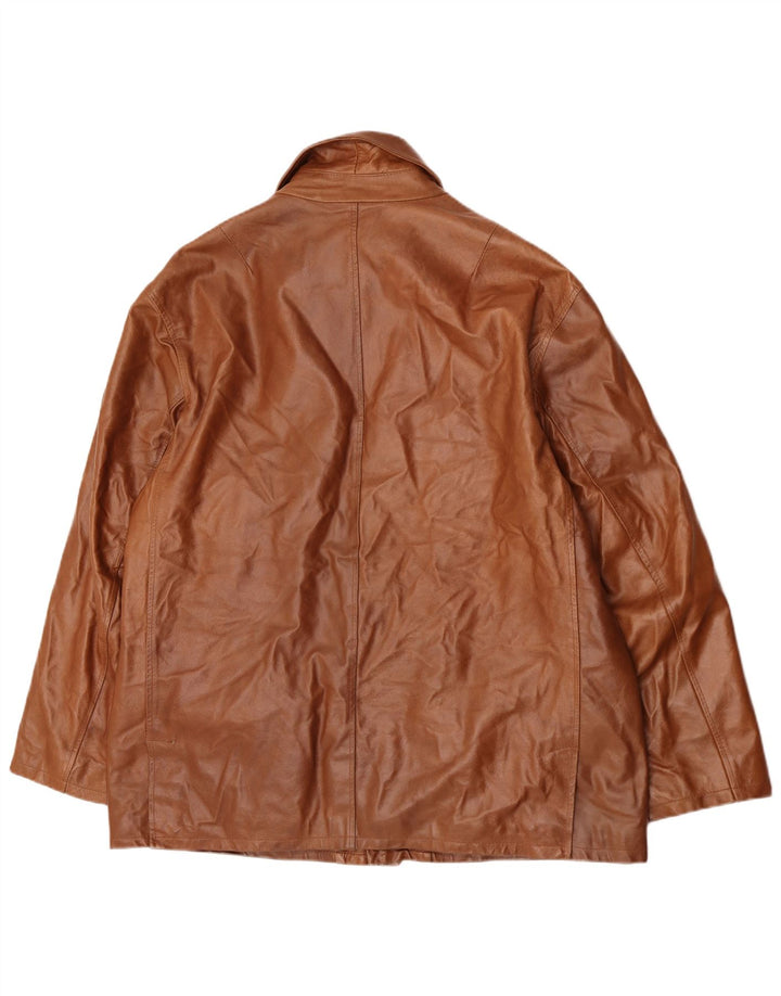 Free Time Herren 4-Knopf-Lederblazer IT 54 2XL Braun