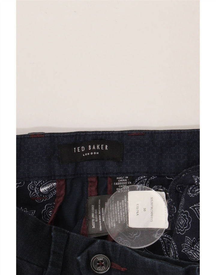Ted Baker Slim-Anzughose für Herren, W30 L29, marineblaue Baumwolle