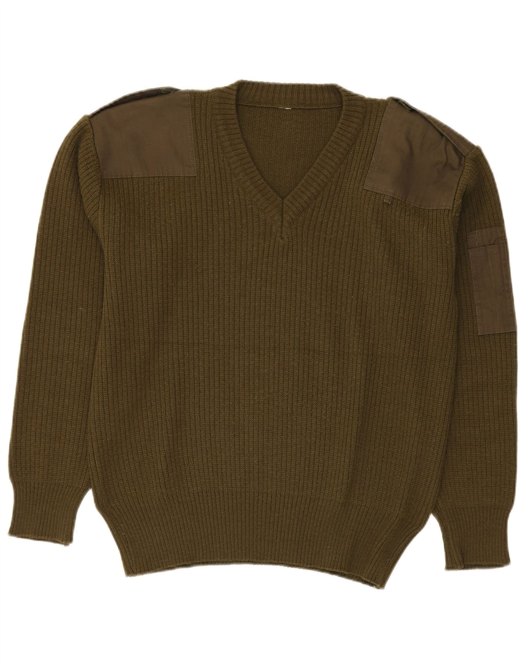 Vintage Herren Militär Pullover mit V-Ausschnitt Mittelgrün
