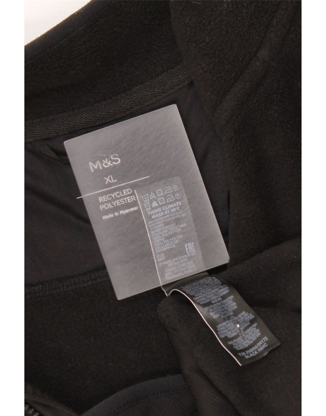 Marks & Spencer Herren Fleecejacke UK 42 XL Schwarz Polyester