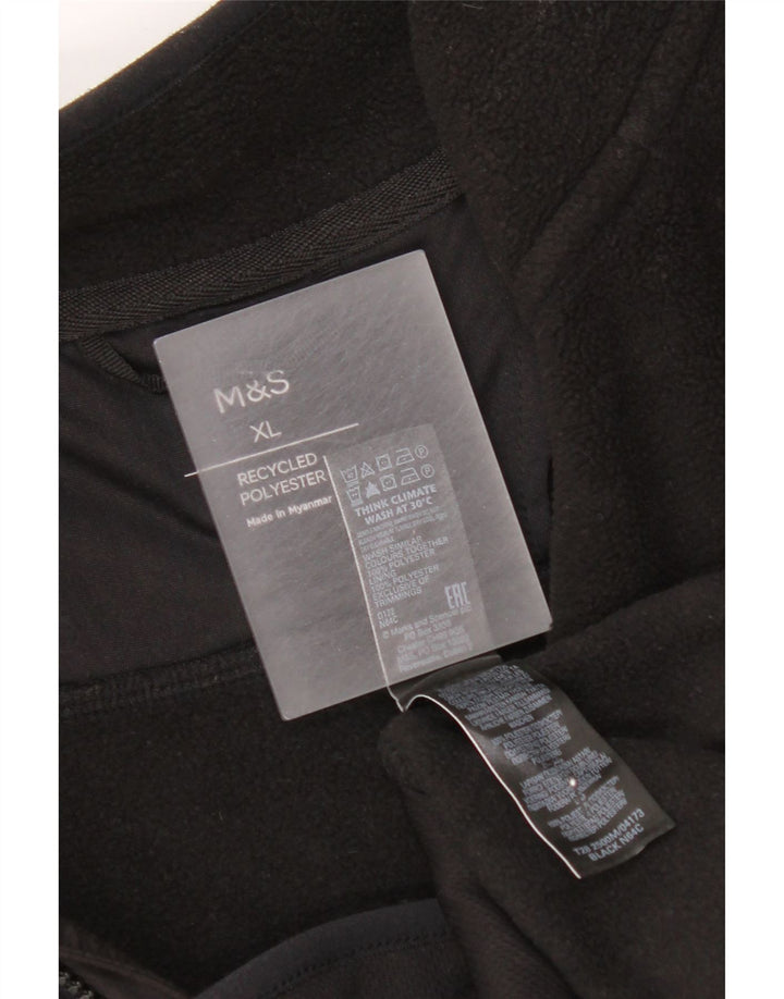 Marks & Spencer Herren Fleecejacke UK 42 XL Schwarz Polyester