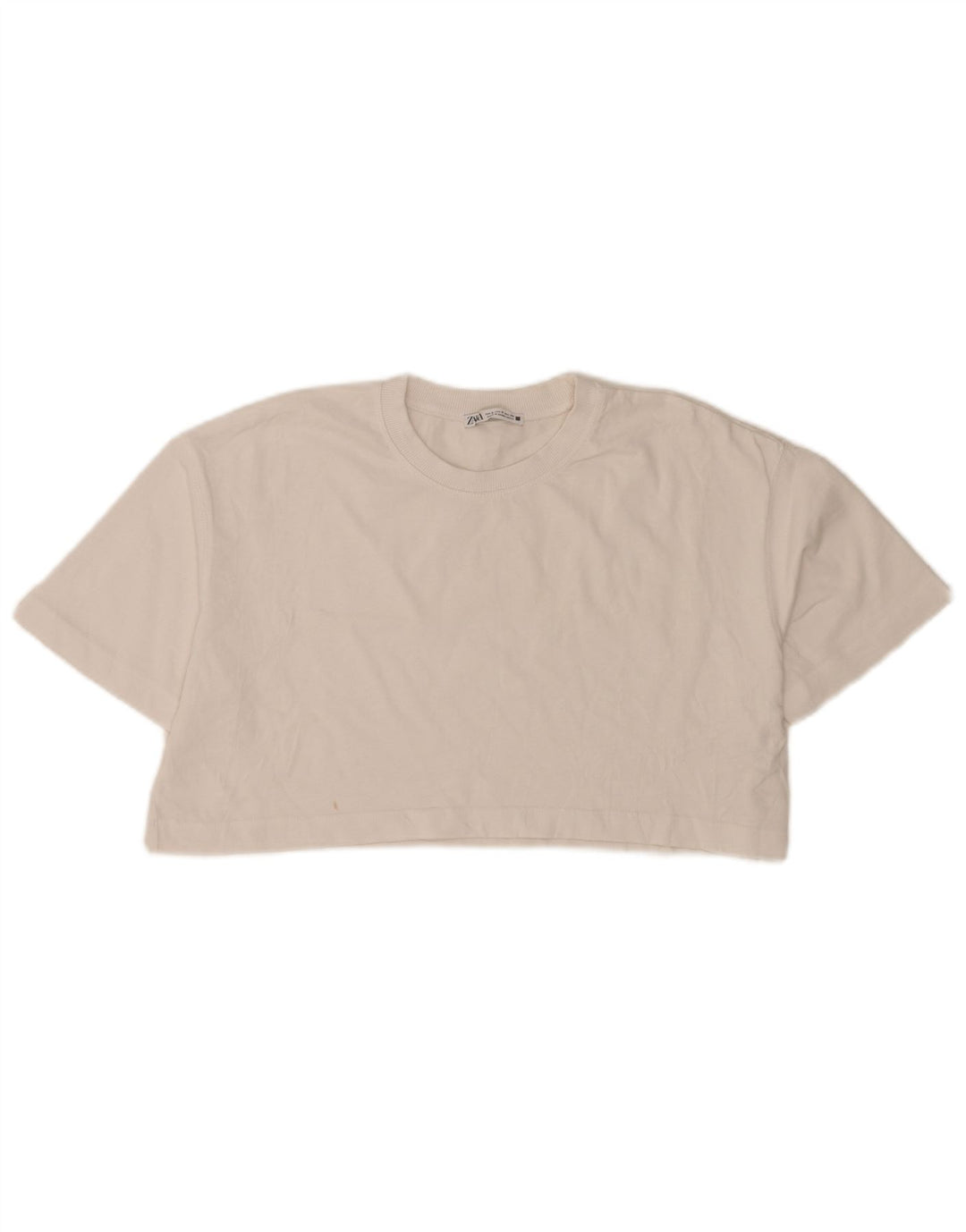 Zara Damen Crop Oversize T-Shirt Top UK 10 Small Weiße Baumwolle