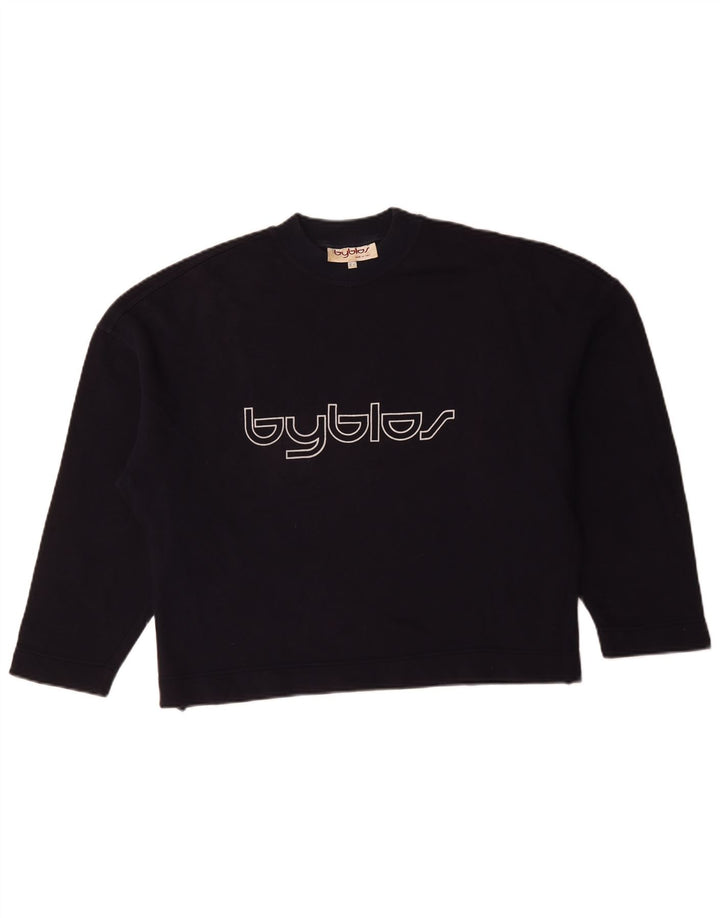 Byblos übergroßer Crop-Sweatshirt-Pullover für Damen, US 8, mittleres Marineblau