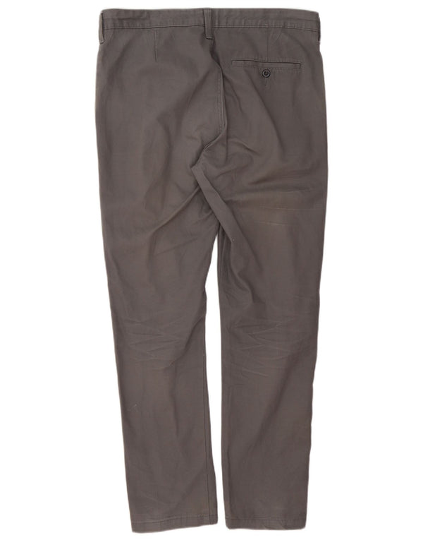 Marks & Spencer Herren Tapered Chinohose W32 L29 Graue Baumwolle