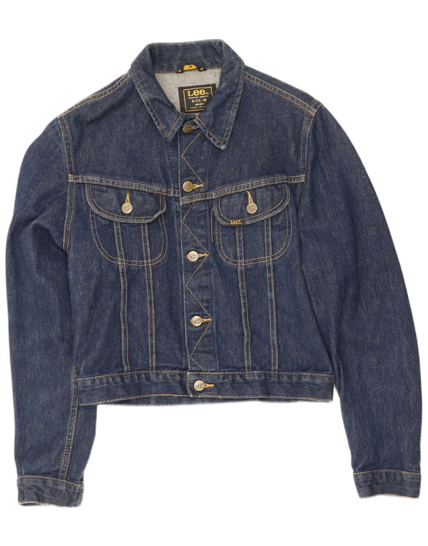 Lee Womens Crop Denim Jacke UK 12 Medium Marineblau Baumwolle