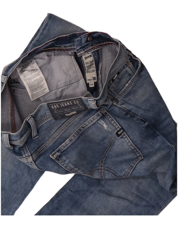 Gas Damen Straight Jeans W30 L34 Blaue Baumwolle