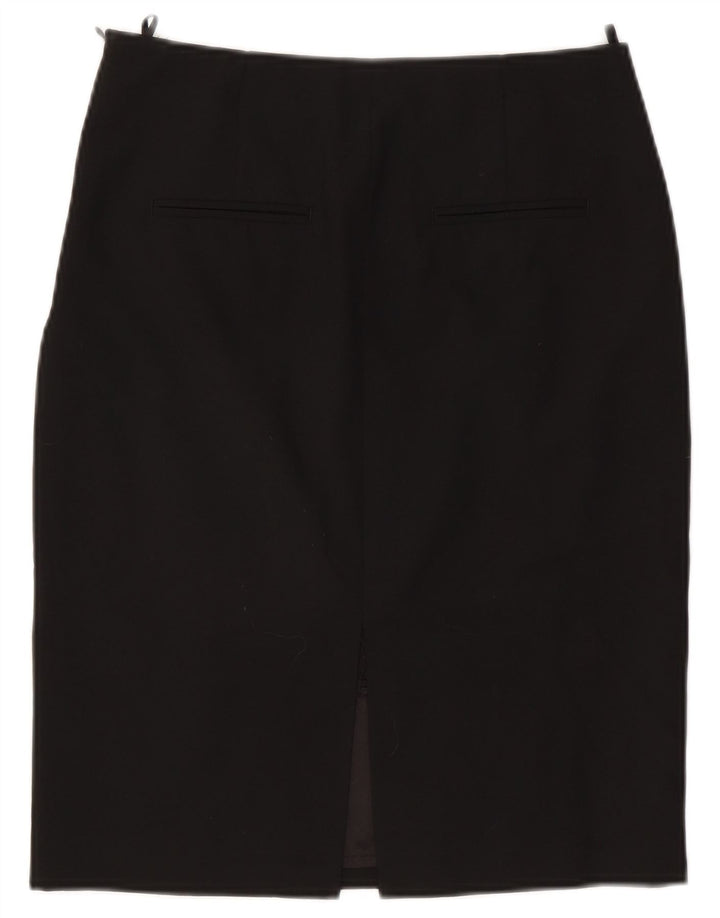 Benetton Damen Bleistiftrock UK 10 Small W27 Schwarz Polyester