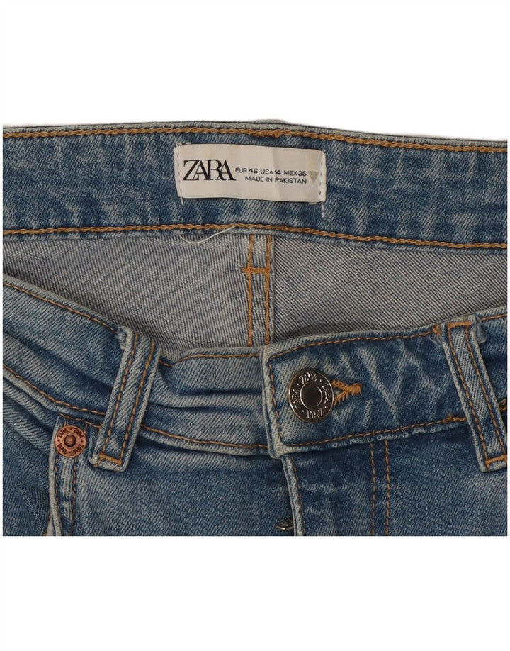 Zara Damen Crop Bootcut Jeans EU 46 XL W36 L25 Blau
