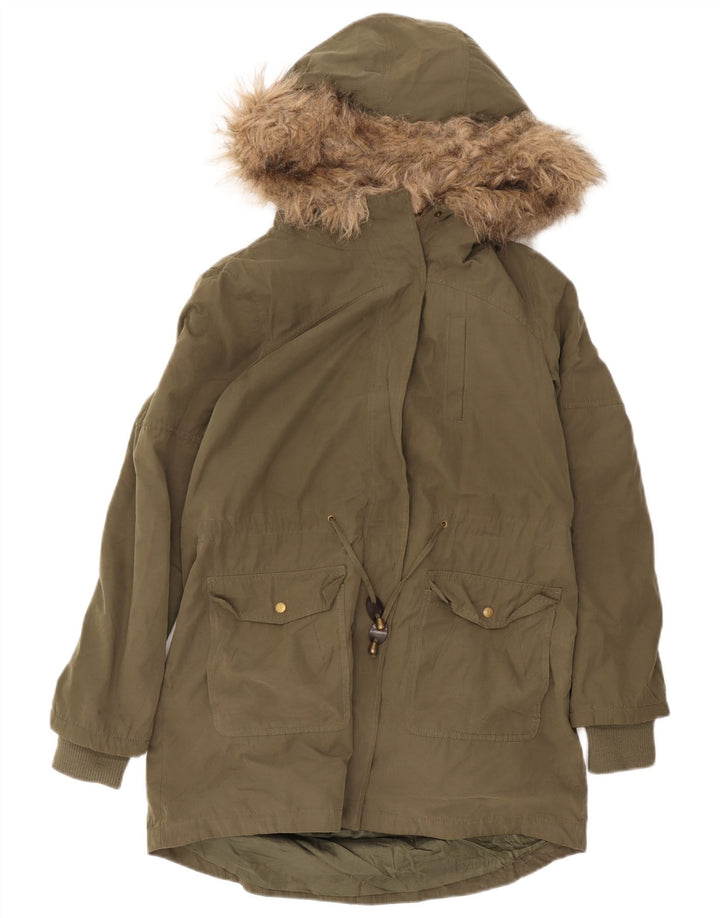 Oasis Damen-Sherpa-Parka mit Kapuze, UK 14, Mittelgrün, Polyester