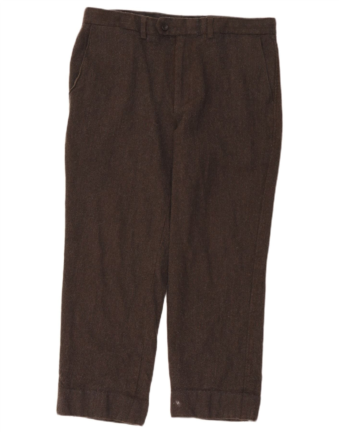 Marks & Spencer Herren-Anzughose, kurz geschnitten, gerade, W36, L24, braune Wolle