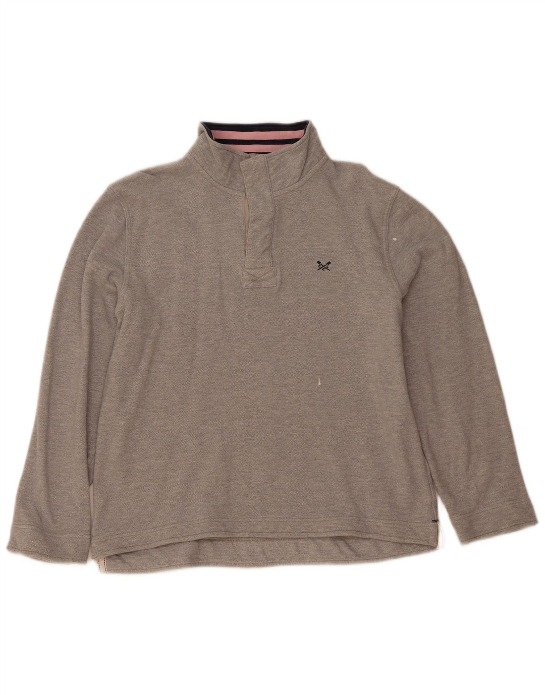 Crew Clothing Herren-Sweatshirt mit Reißverschluss am Hals, groß, aus grauer Baumwolle